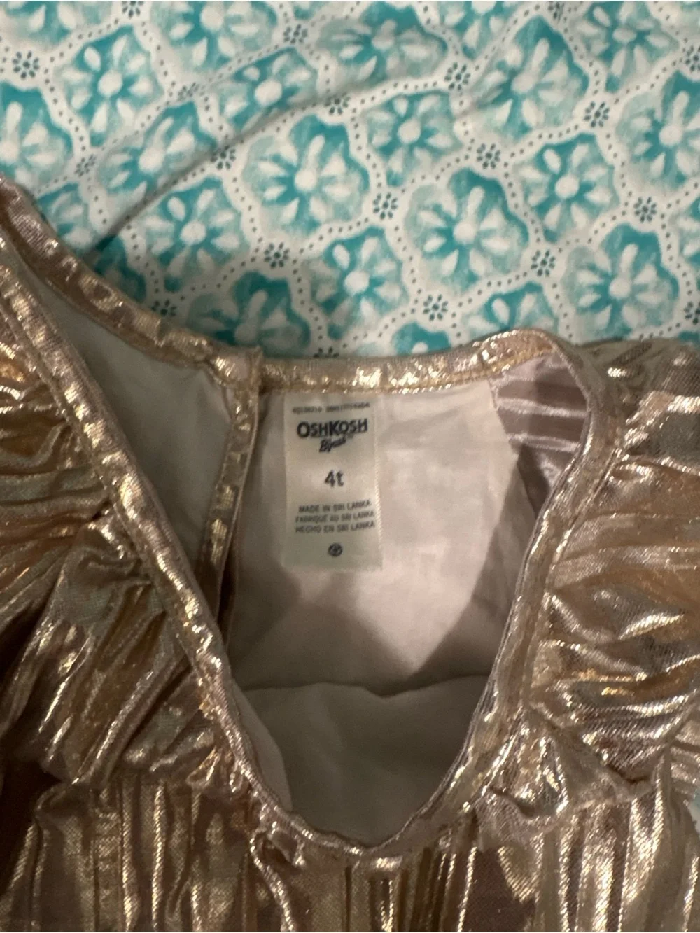 Shabby Chic Blue Gingham Dress & Gold Metallic Party Dress lot of 2 dresses
